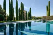 Une piscine qui se fond dans le jardin