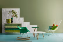 Mur peint à l'acrylique vert olive mat Original Wall Paint, 66,45€ les 2,5 l, Flamant.