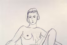 Henri Matisse, Nu assis les bras étendus, 1925, lithographie originale, 56 x 45,5 cm, 3 épreuves d'essai, 10 épreuves d'artiste, 50 ex. numérotés et signés, dont celui-ci (20 000 €, La Bouquinerie de l'Institut, Paris).