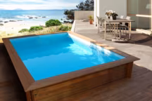 Piscine bois rectangle Toledo. Dimensions 3.00 x 2.00 x 0.71 m. Kit piscine bois Scandinave ou Biélorusse rectangle - Hors sol. Pin traité autoclave classe 4. Liner 75/100ème. Filtration à cartouche immergée 1.8 m3/h. Margelle en pin. Feutre de fond et de parois. Fabrication européenne. Certification FSC. 1 299 euros. Habitat et jardin.