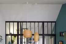 Bloc-porte noir Atelier verre clair ARTENS, H.204 x l.83 cm poussant gauche, 269 euros, Leroy Merlin.