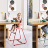 Chaise haute évolutive Tibu, de 6 à 18 mois utilisation conseillée avec un coussin d'assise et la ceinture de sécurité, de 18 mois à 8 ans environ le repose-pieds est réglable selon la taille de l'enfant, structure en métal, 86 x 51 x 48 cm, 269 euros, Charlie Crane disponible chez Womb.