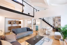 Après travaux : espace décloisonné dans le séjour