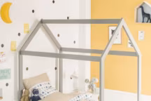 Lit cabane extensible gris koala Hippolyte & Clémentine. 90 x 140 cm. Prix : 497,30 euros, Alfred et compagnie.