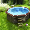 Esthétique, cette piscine hors-sol trouvera naturellement place dans votre jardin. Piscine en bois Blooma Kari, forme ronde 8 pans, hors sol, semi enterrée jusqu'à complétement enterrée. Livrée en kit à monter soi-même. Volume d'eau : 15 m³. Dim. extérieures : ø4,60 x H.1,29 m. Epaisseur des madriers : 30 mm. Filtration à sable 6 m3/h. Liner en membrane PVC, épaisseur 70 /100ème. Garantie : Structure 10 ans, pompe 2 ans, accessoires 1 an. 2 890 euros. Castorama.