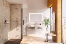 Receveur Aquos en résine avec un revêtement d'aspect minéral en Stonex. Evacuation/ bonde rectangulaire en deux versions, avec une grille en acier inoxydable ou un cache réalisé également en Stonex® intégré avec un fini plat formant comme un cadre autour du périmètre de la bonde pour éviter la stagnation.  Dimensions, 120 x 80 en coloris MOKA, extra plat avec fort pouvoir anti dérapant. Avec grille de vidage (bonde), 776,40 euros. Roca.