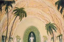 Anonyme, élève de Jacques Carlu. Projet pour un jardin avec fontaine. Aquarelle sur papier, 1929.