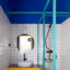 Tendance déco style pop industriel : une salle de bains stabilotée