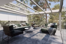 Sunlight offre le plaisir de vivre dans un environnement protégé mais totalement ouvert sur la nature, qui communique entre l'intérieur et l'extérieur. KE France.