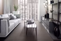 Plancher chauffant et carrelage font bon ménage. Carrelage Karachi Grey. 120 x 120 cm. Porcelanosa.