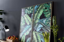 Peinture 2 parties Banana Leafs, 50 x 100 cm, cadre en or, 179 euros, H&H