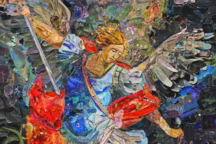 Vik Muniz, Archangel Michael, after Darko Topalski (Imaginária), 2019,
impression jet d'encre. 207,8 x 150 cm.