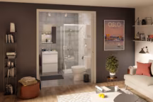 Plus d'info : ensemble de douche VERS'EAU, barre en laiton chromé 75 cm, douchette finition chromée, flexible en laiton double agrafage et antitorsion 150 cm, 51 euros. Alterna chez Envie de salle de bain.