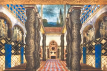 Léon Bakst, maquette de décor pour l'acte III du Martyre de saint Sébastien, 1911.