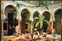 Gustave Boulanger, La Cour du Palais de Dar Khdaouedj El Amia, Alger, 1877, huile sur toile, 83,8 x 114,3 cm, collection privée
