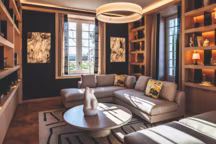 Le salon-bibliothèque de la chartreuse.